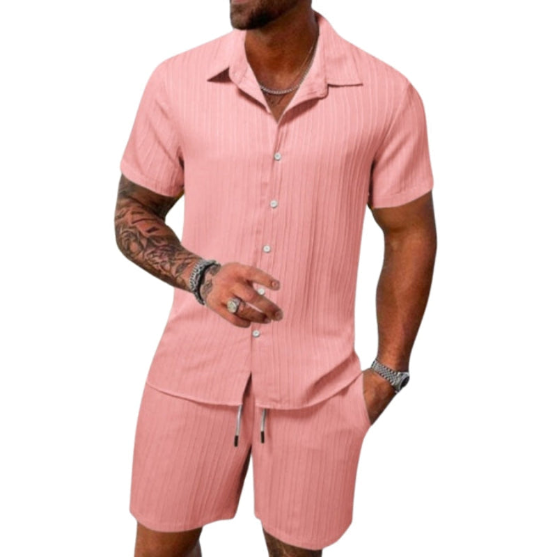 Ensemble deux pièces avec chemise à manches courtes et short coupe décontractée | Rêve Rose