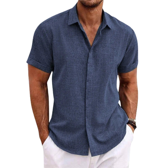 Chemise à manches courtes avec col rabattu et fermeture dissimulée | Rêve Bleu