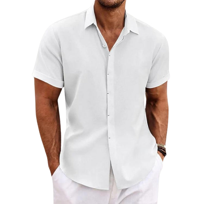 Chemise à manches courtes avec col rabattu et fermeture dissimulée | Rêve Blanc