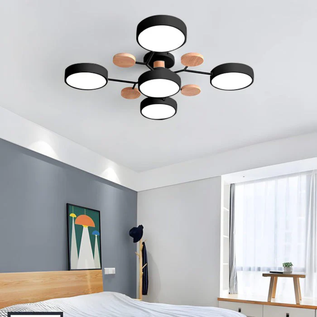 Plafonnier LED rond minimaliste pour intérieurs modernes | Rêve Noir 5 Tasses