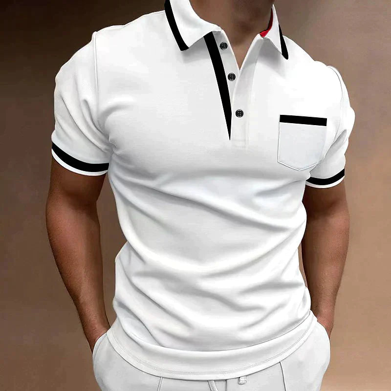 Polo à manches longues avec détails contrastés pour homme | Rêve Blanc