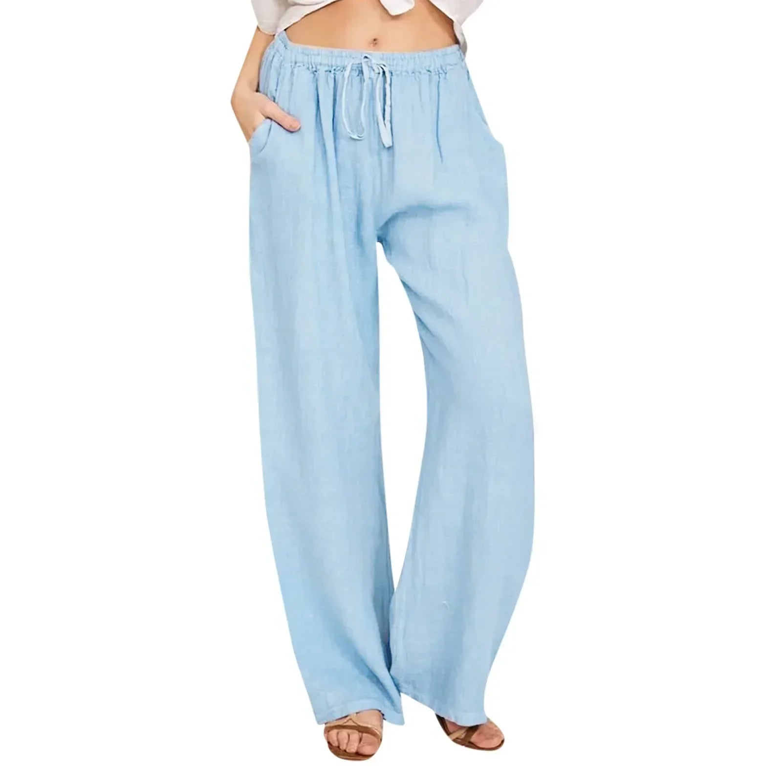 Pantalon coupe décontractée avec taille ajustable et poches latérales | Rêve Bleu clair