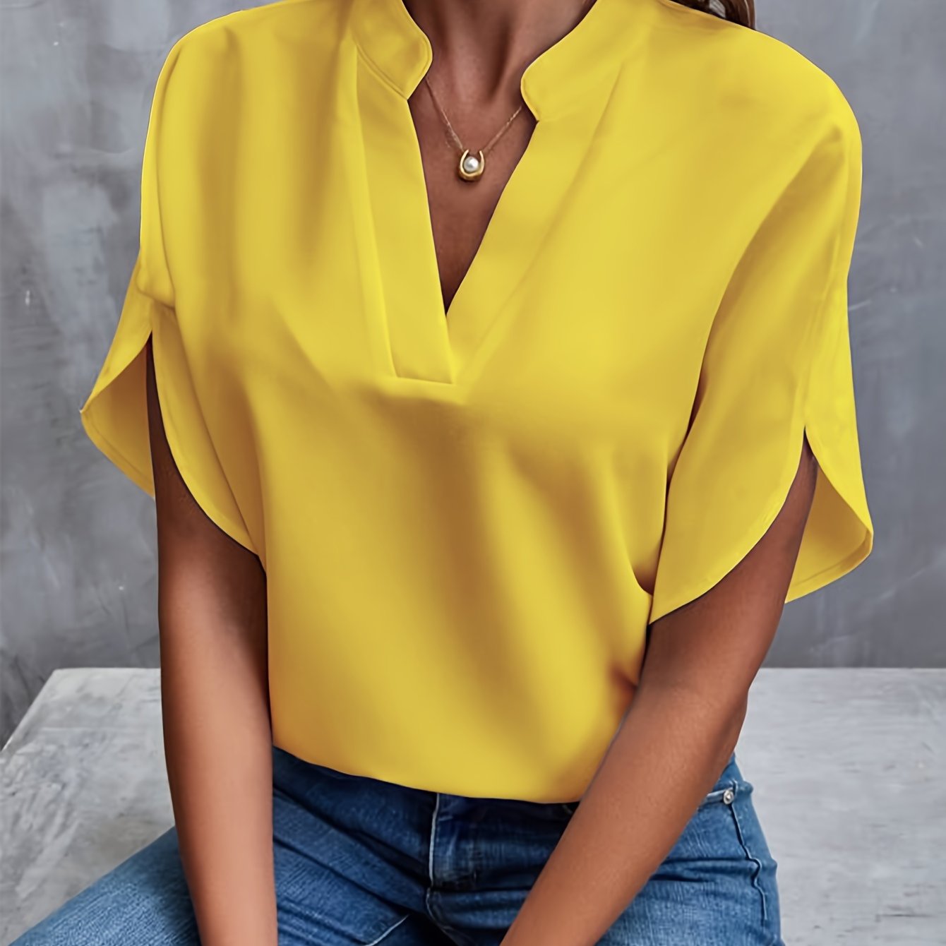 Blouse pour femme à manches longues en coton mélangé | Rêve Jaune