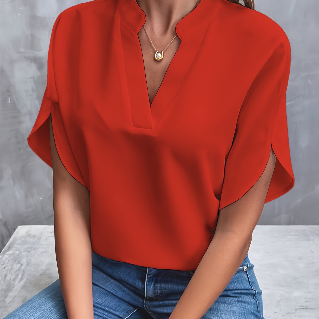 Blouse pour femme à manches longues en coton mélangé | Rêve Rouge