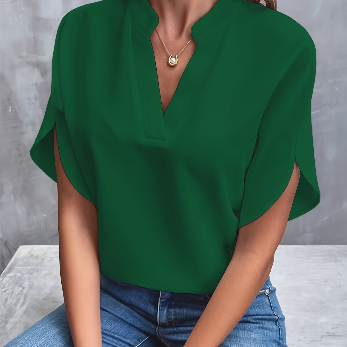 Blouse pour femme à manches longues en coton mélangé | Rêve Vert