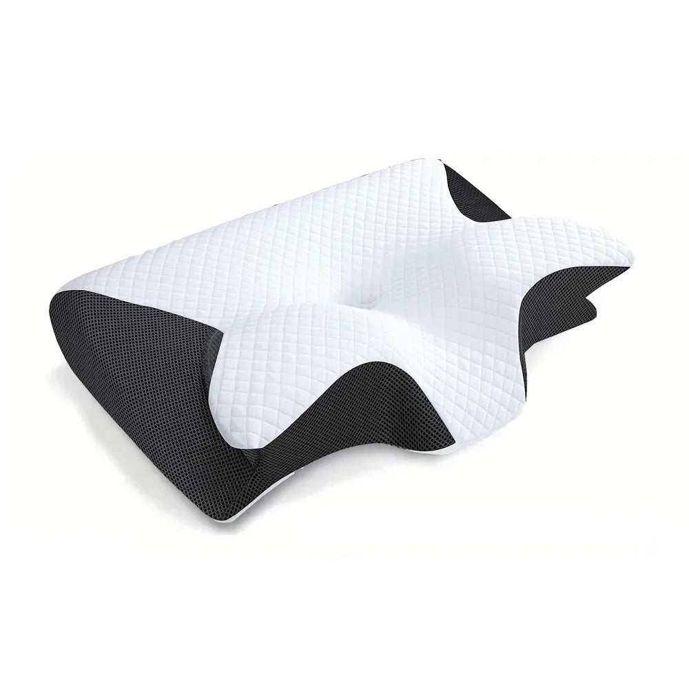 Oreiller orthopédique ergonomique SleepAlign pour un sommeil sans douleur | Rêve Blanc noir