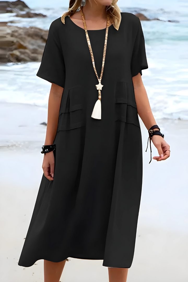 Robe longue femme à design superposé | Rêve Noir