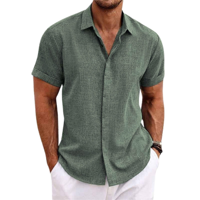 Chemise à manches courtes avec col rabattu et fermeture dissimulée | Rêve Vert