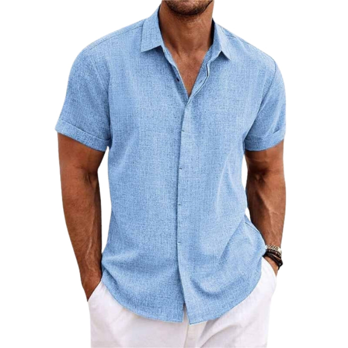 Chemise à manches courtes avec col rabattu et fermeture dissimulée | Rêve Bleu clair
