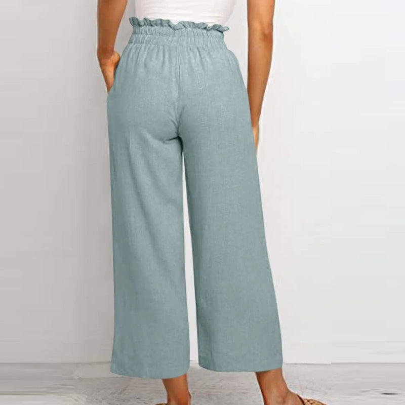 Pantalon femme à jambes larges avec taille ajustable et poches latérales | Rêve