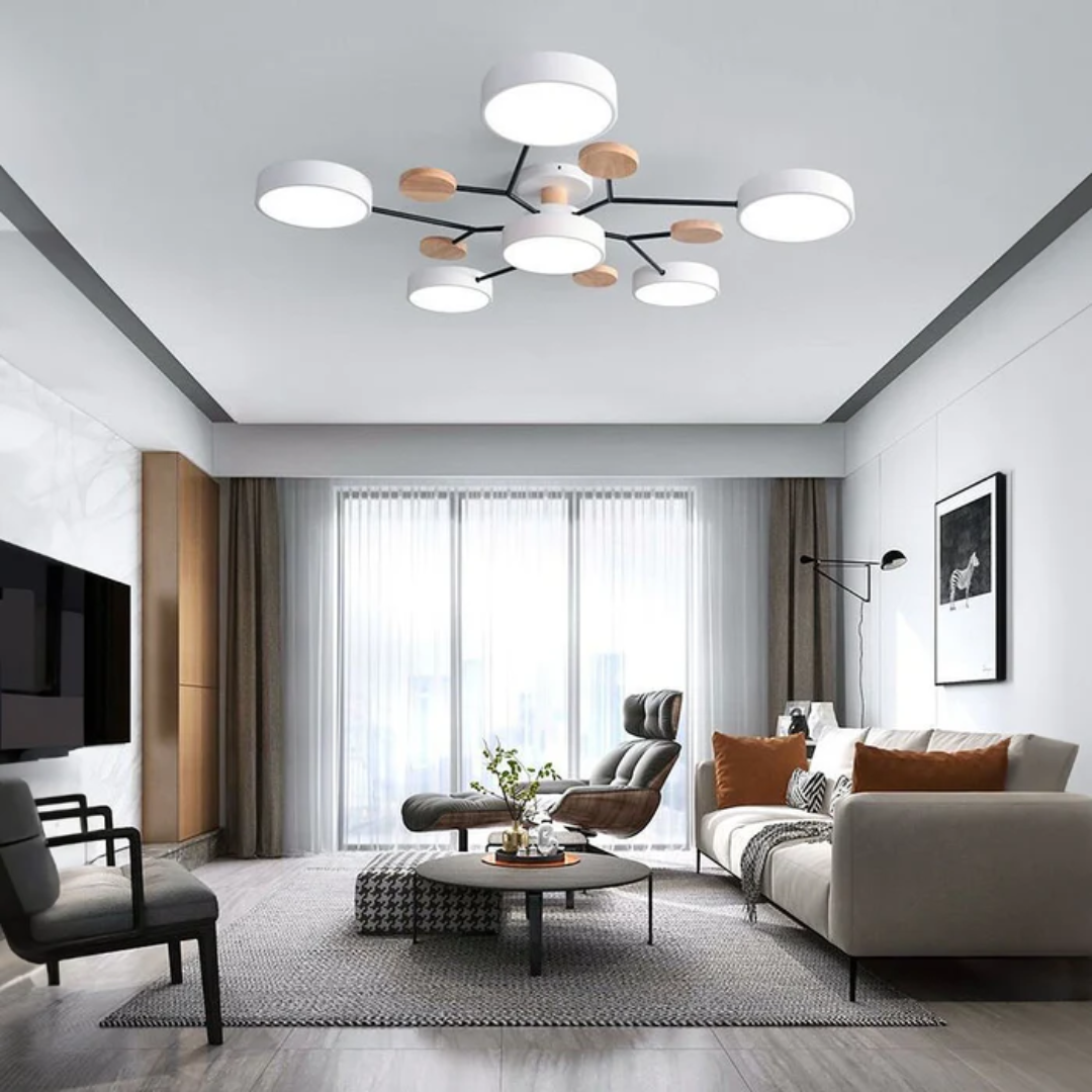 Plafonnier LED rond minimaliste pour intérieurs modernes | Rêve Blanc 6 Tasses
