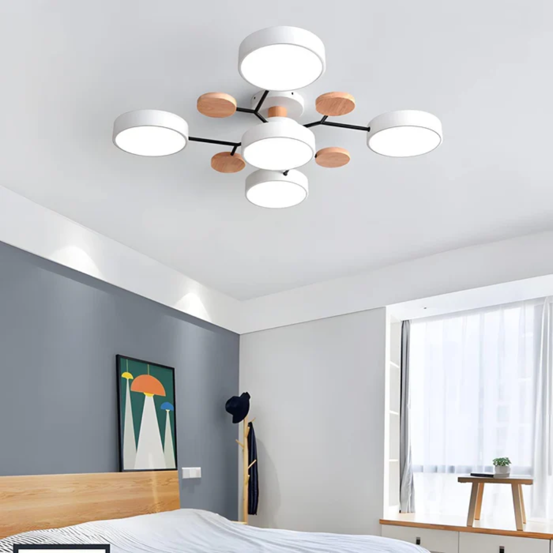 Plafonnier LED rond minimaliste pour intérieurs modernes | Rêve Blanc 5 Tasses