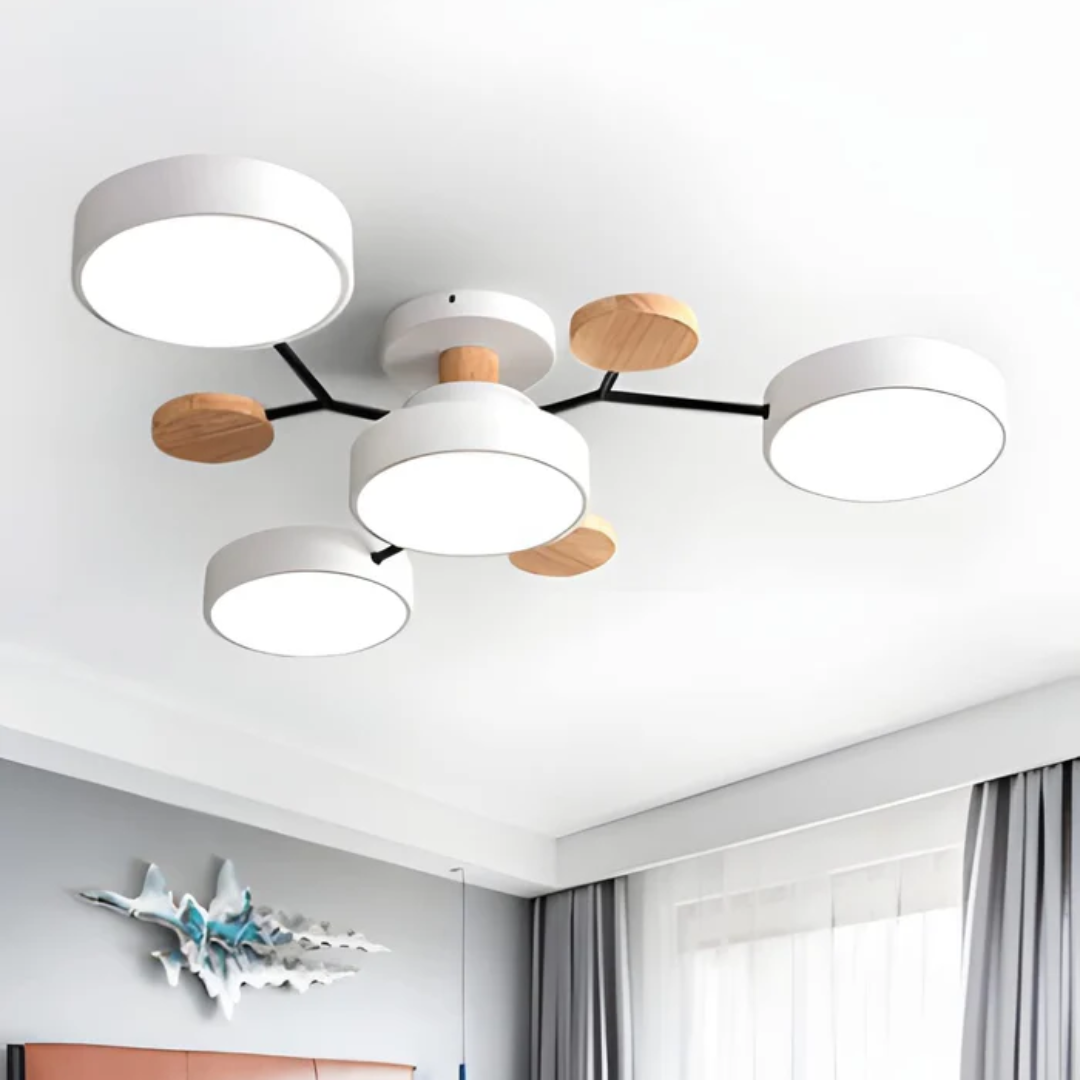 Plafonnier LED rond minimaliste pour intérieurs modernes | Rêve Blanc 4 Tasses