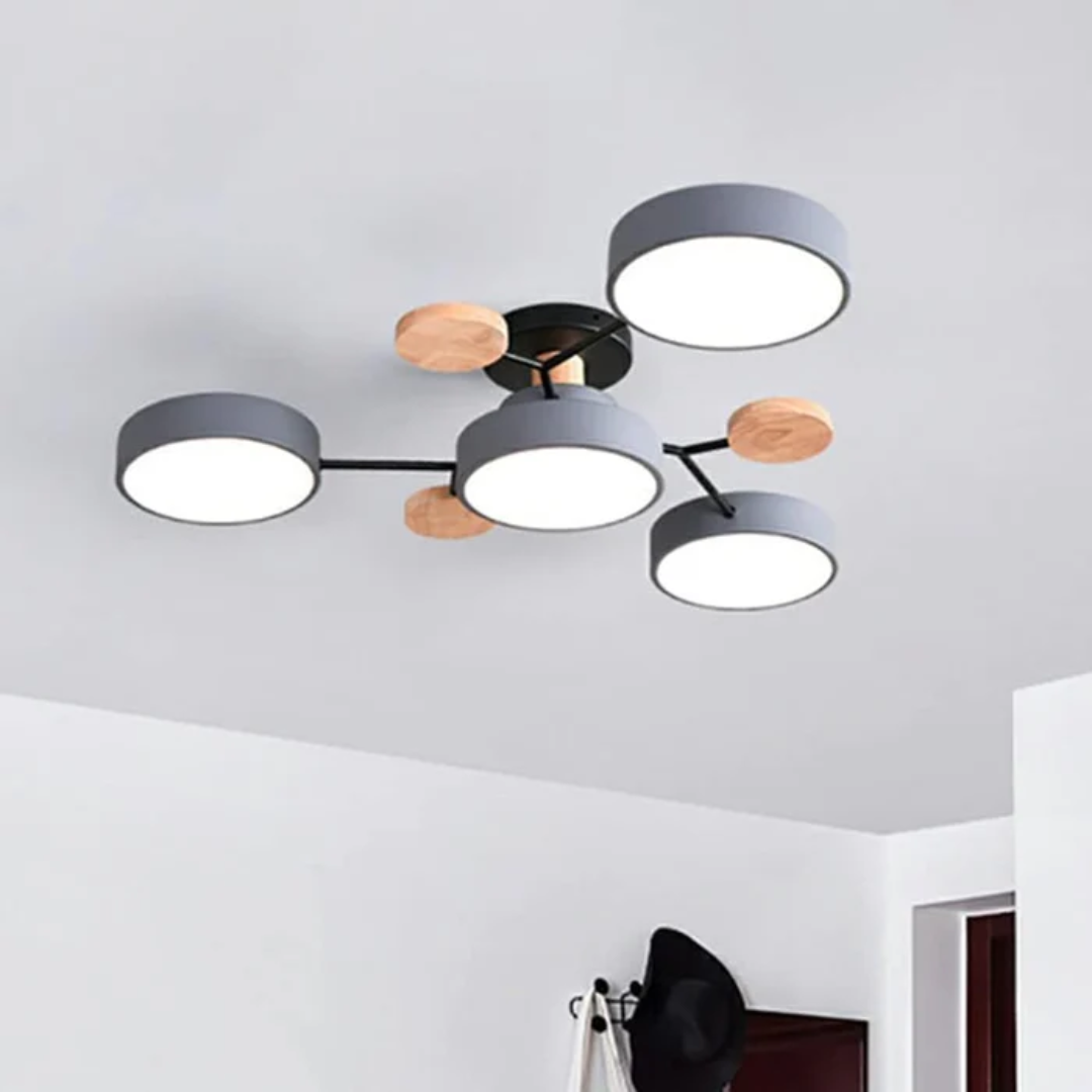 Plafonnier LED rond minimaliste pour intérieurs modernes | Rêve Gris 4 Tasses