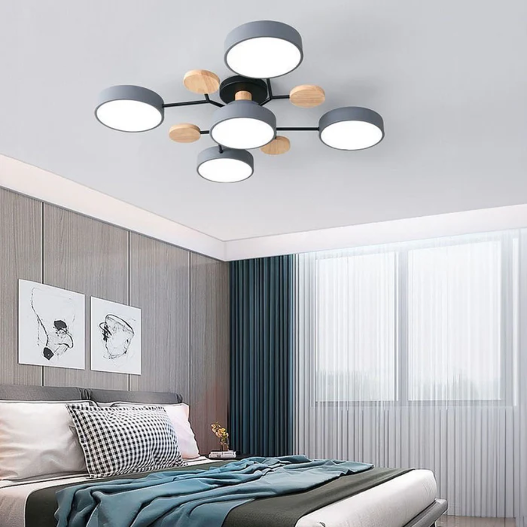 Plafonnier LED rond minimaliste pour intérieurs modernes | Rêve Gris 6 Tasses