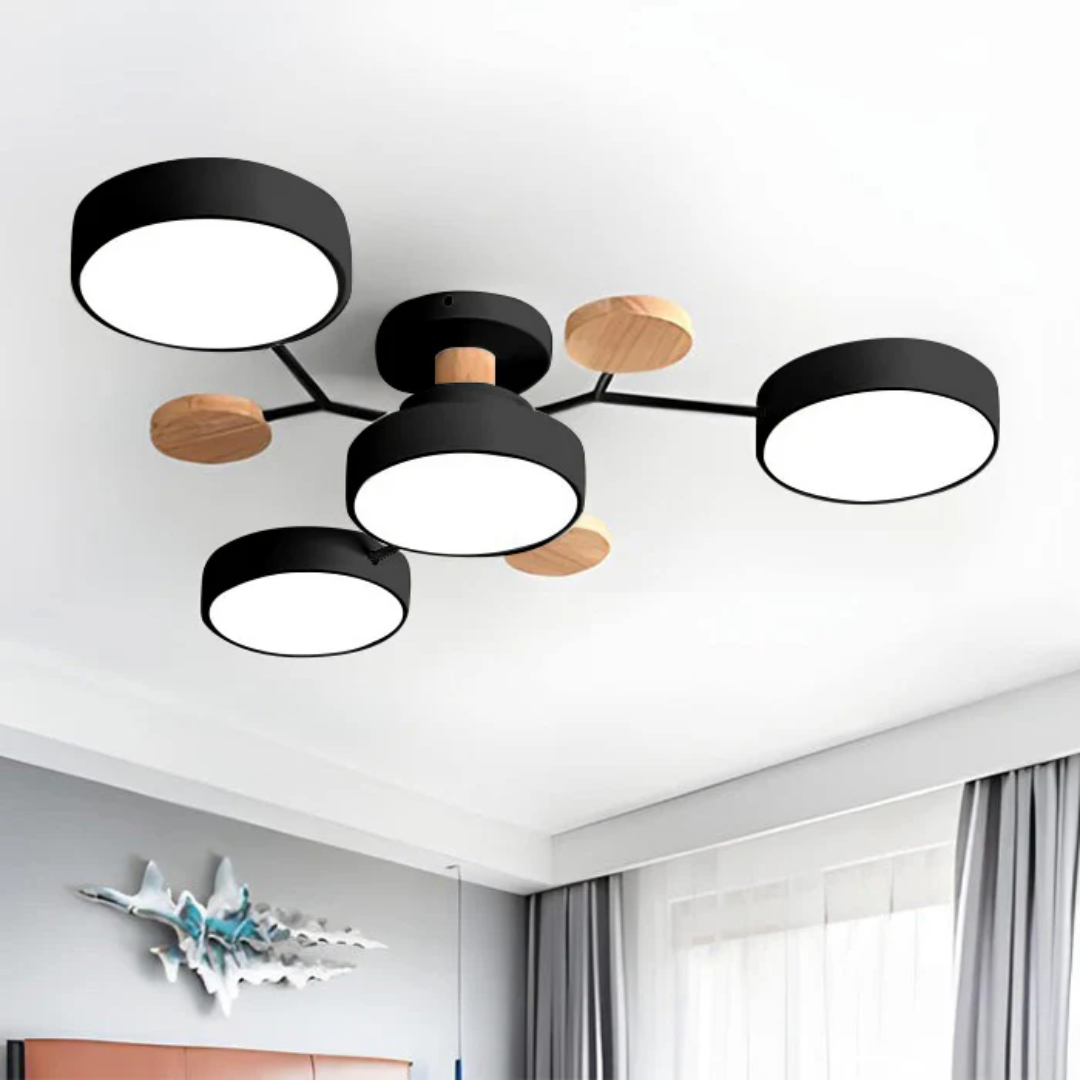 Plafonnier LED rond minimaliste pour intérieurs modernes | Rêve Noir 4 Tasses