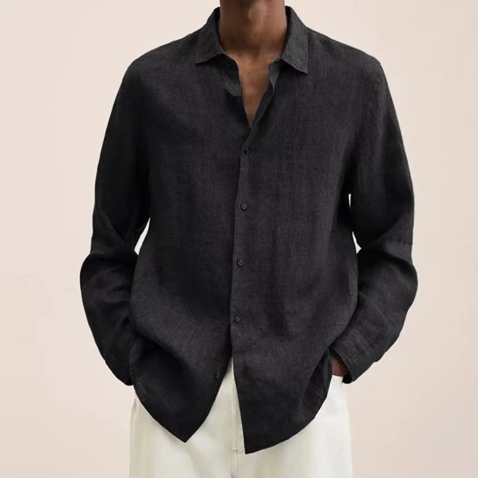 Chemise en mélange coton et lin à manches longues pour homme | Rêve