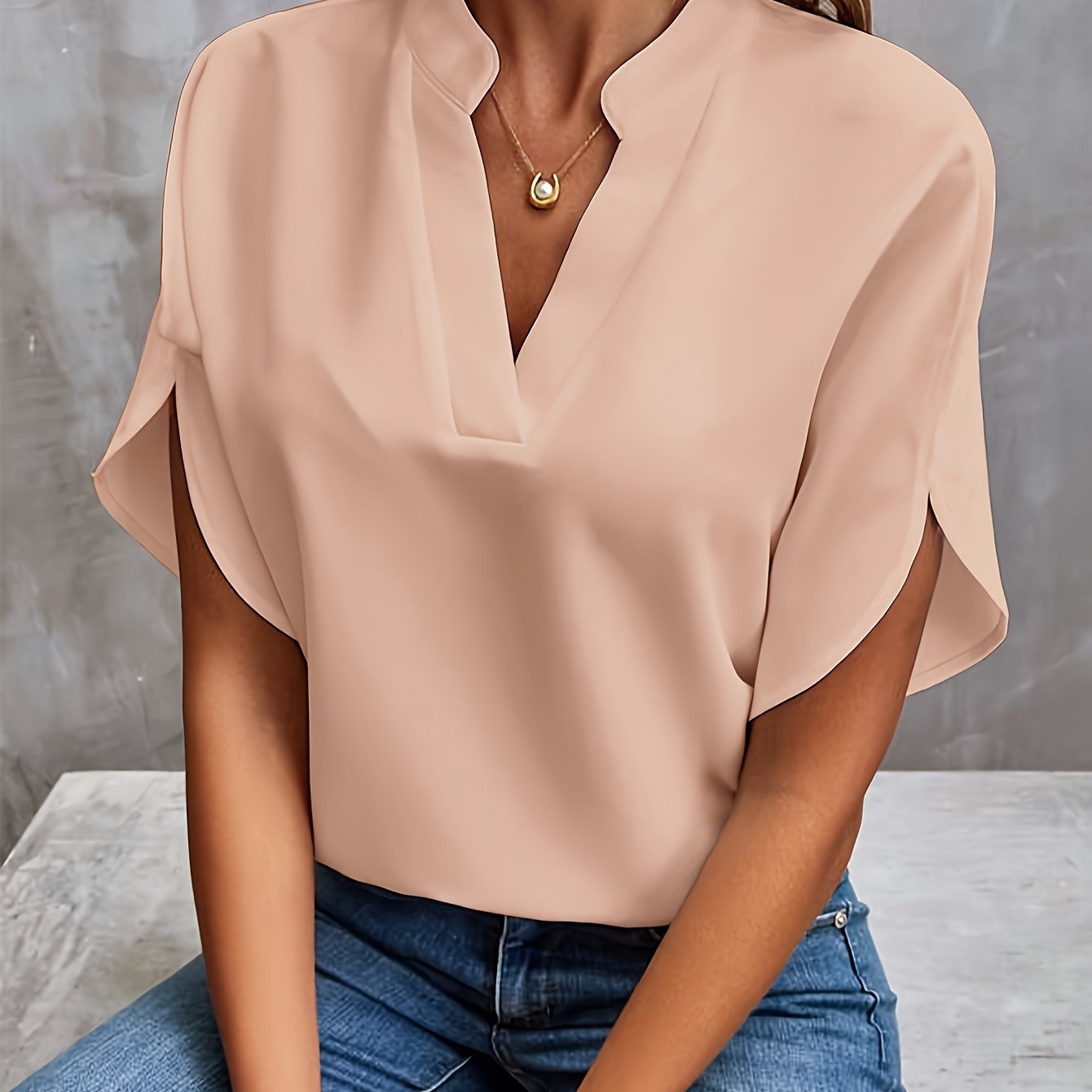Blouse pour femme à manches longues en coton mélangé | Rêve Abricot