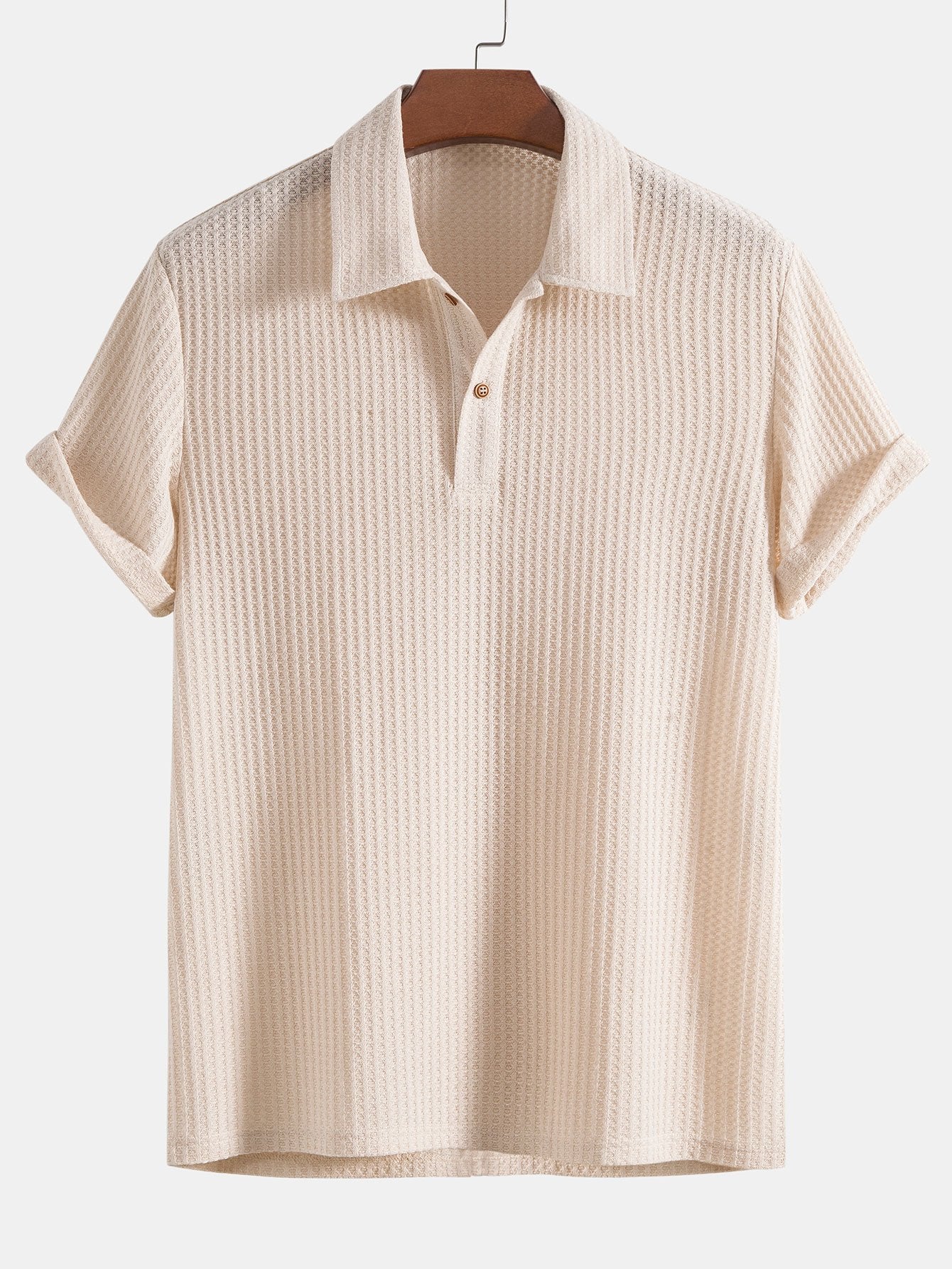 Polo en maille waffle pour homme | Rêve Beige